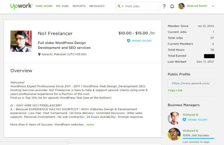 upwork Rising Talent badge